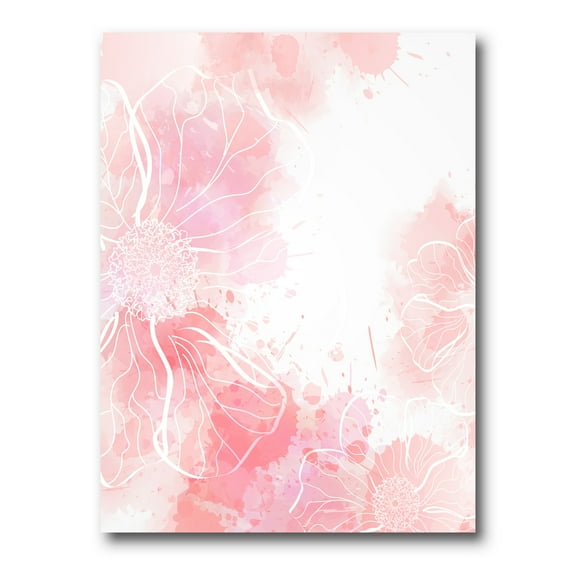 Designart ' Abstract Splashes of Pink Flowers I ' Modern Canvas Wall Art Print