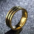 thumbnail image 2 of 6mm Black Gold Plating Band Man Women's Stainless Steel Ring Size 6-12, 2 of 7