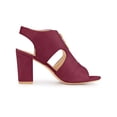thumbnail image 3 of BLISSFUL STEP Women's Front Zipped Gladiator Shoes Block Heels Slingback Sandals Burgundy 8, 3 of 7
