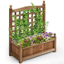 Topcobe Solid Wood Planter Box with Trellis Weather-Resistant Outdoor, Raised Beds for Yard Garden, Planters for Outdoor Plants