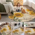 thumbnail image 5 of Vintage Sunflower Round Area Rug 3Ft Washable Small Circle Rugs for Kitchen Entryway, Flowers Botanical Wooden Retro Art Non-Slip Carpet Floor Mats Indoor Outdoor Carpet Runner Aesthetic Home Decor, 5 of 8