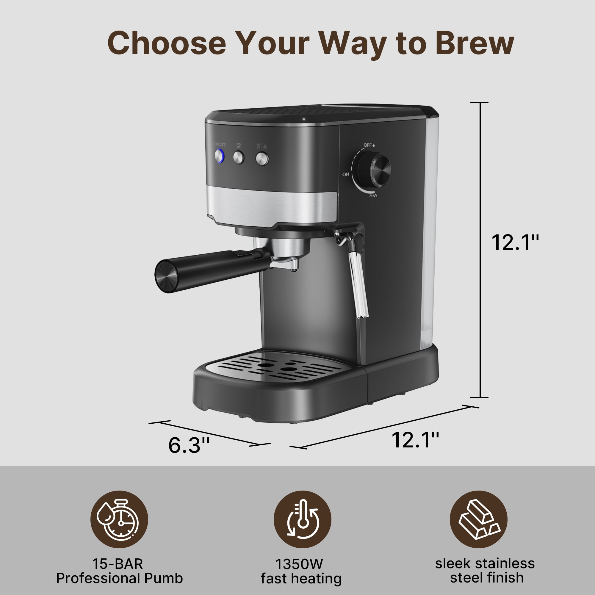 Expresso Machine 15 Bar with Auto Milk Frother, Professional Espresso Maker with Steam Wand