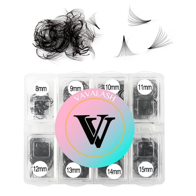 Extensiones de pestañas VAVALASH 600, ventiladores prefabricados, 8-15 mm, 10D, 0,07 mm