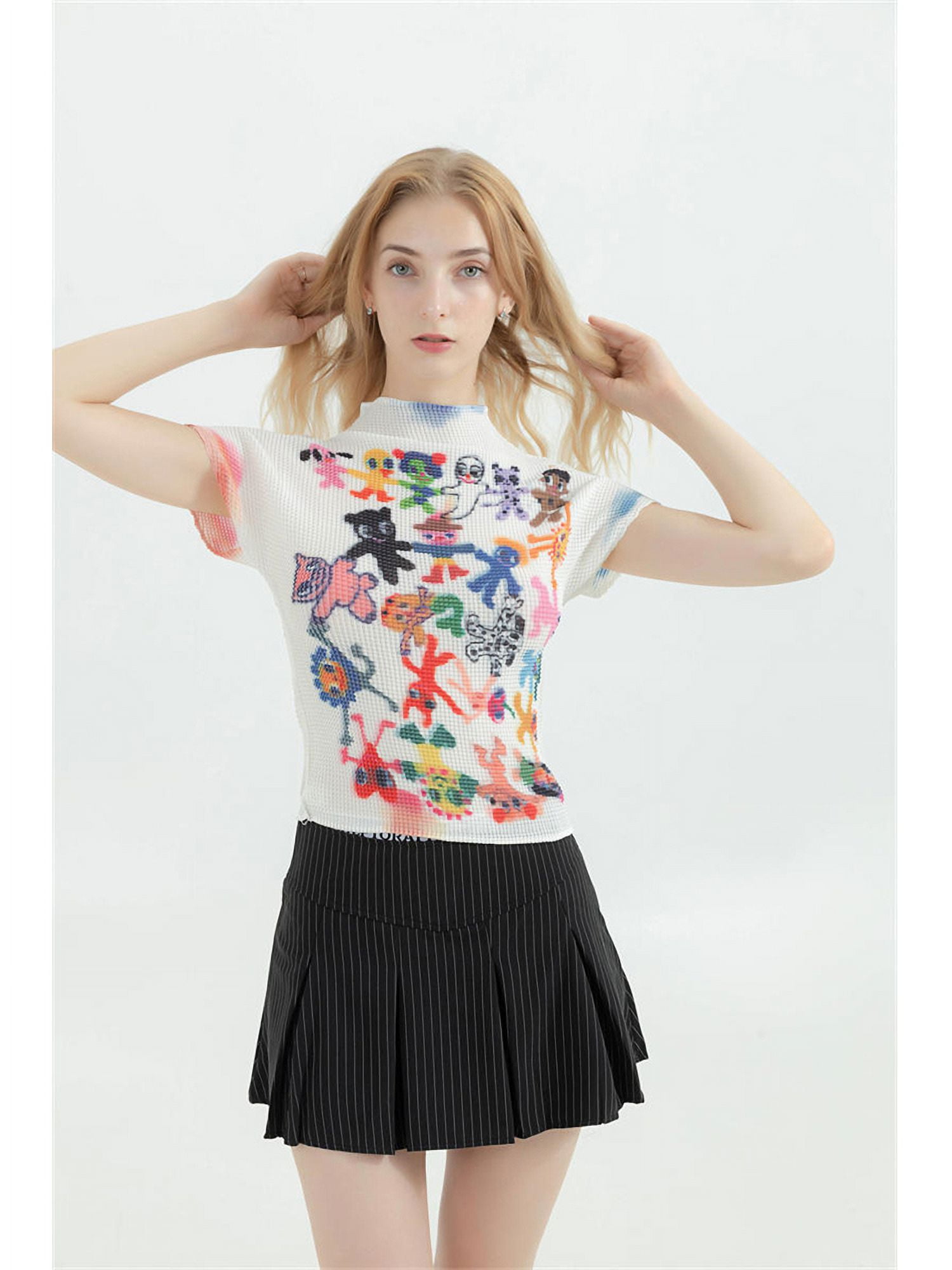 Bengbobar Women's Patchwork Shirt Tops Casual Crew Neck Long