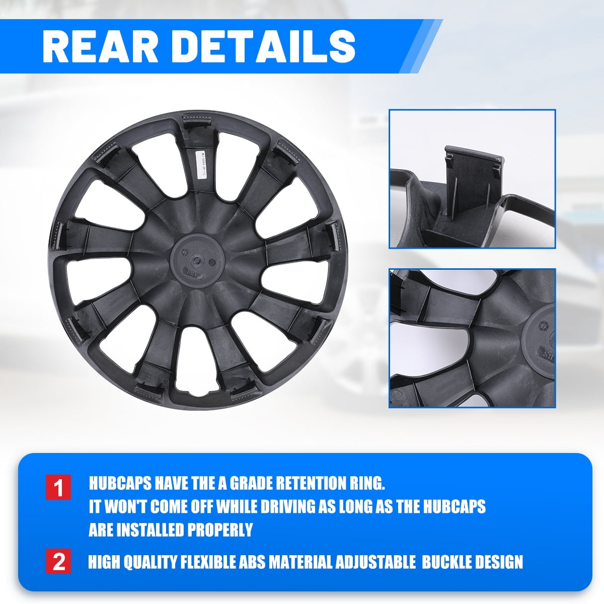 16" Set of 4 Silver & Black Lacquer Wheel Covers Snap on Hub Caps Fit R16 Tire + Steel Rim,ABS Plastic