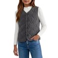 thumbnail image 3 of StSilkitty Boys Girls Puffer Vest Sleeveless V Neck Button down Quilted Jacket Vest Fall Winter School Uniform Coat, 3 of 5