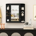 thumbnail image 5 of MYZBBD Bathroom Medicine Cabinet with Mirror, Wall Mounted Home Storage with Door & 6 Open Shelves, Adjustable Shelves, Mirrored Bathroom Wall Cabinet (Black), 5 of 8