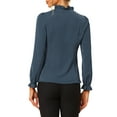 thumbnail image 3 of INSPIRE CHIC Blouse Élégante à Manches Longues pour Femmes Col à Volants Haut de Travail S Bleu Foncé, 3 of 7