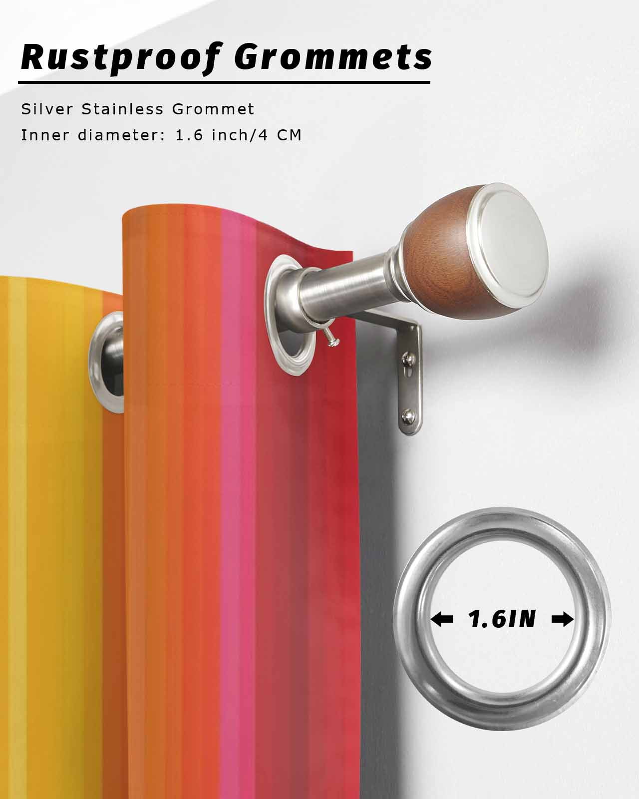 Rainbow Striped Outdoor Curtains for Patio, Colorful Gradients Modern Abstract Art Privacy Drapes Grommet Waterproof Outside Curtains for Porch/Cabana/Balcony 54"x 84", 1 Panel