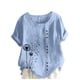 thumbnail image 1 of Vestidos Casuales Para Mujer, Blusas De Mujer De Moda Blusa informal de lino con botones y manga corta estampada para mujer, 1 of 4