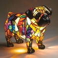 thumbnail image 4 of Cute Pug Lamp Stained Glass Dog Series Art LED Night Light with Warm Ambient Glow, 4 of 9