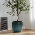 thumbnail image 3 of LuxenHome 12" Dia Large Ceramic Planter Pots for Plants, Teal Green Glazed Round Planter with Drainage, 3 of 9