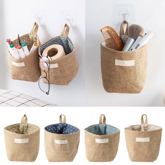1X Wall Storage Bag Hanging Bag Door Behind the Fabric Storage Hanging Pocket Hanging Storage Bag Decorative Wall Hanging Basket Organizer Collapsible Box Bags for Wall Door Closet
