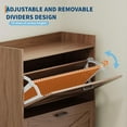 thumbnail image 6 of Historyli Farmhouse Shoe Cabinet with Bench,4 Flip Drawers Storage Shoes Organizer Narrow Hidden Shoe Rack Cabinet for Hallway,Closet,Living,Walnut, 6 of 7