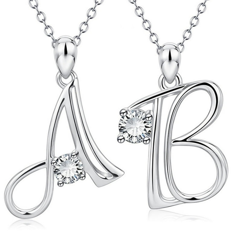 Dangling Cursive Initial Charms Pendants Necklace - Round Cut Simulated  Diamond in 18K White Gold Over Silver Alpahbet L Letter Personalized Coin  Name Necklaces for Womens Girls Best Gifts 