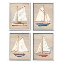 Stupell Industries Various Rustic Boats Transportation Painting White Framed Art Print Wall Art, 16 x 20