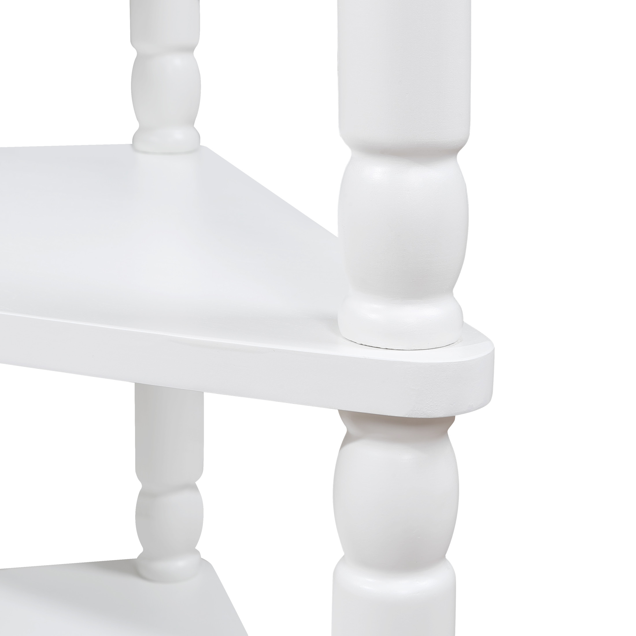 Noble House 34" Triangle Corner Table, MDF Table with Solid Wood Legs, Small Space/Living Room Side Table, Milk White