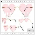 thumbnail image 2 of Rhinestone Studded Rimless Melting Heart Valentine Hippie Sunglasses Gold - Pink, 2 of 8