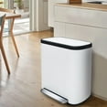 thumbnail image 2 of 16 Gallon Dual Trash Can, Kitchen Recycling Bins with 2 x 8 Gallon Compartments, 2 Plastic Removable Liners, Soft-Close Lid, Stainless Steel Step Trash Can, White, 2 of 18