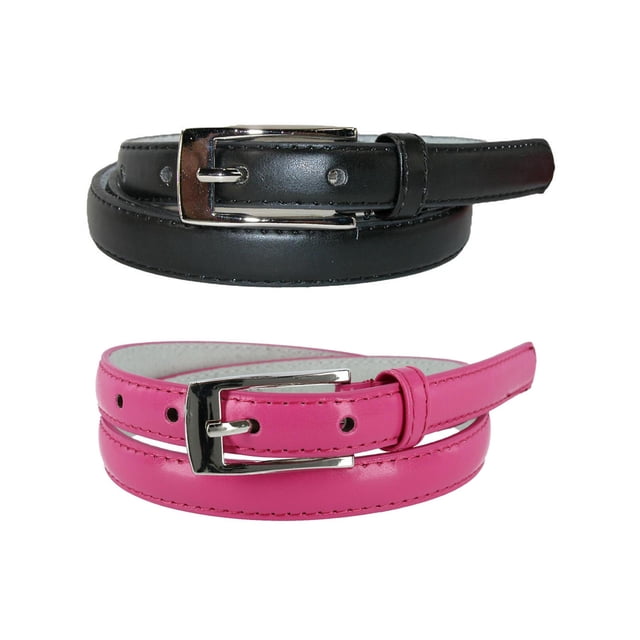 CTM® Ceinture Habillée en Cuir Skinny 3/4 Pouce (Lot de 2 Couleurs) (Femmes)