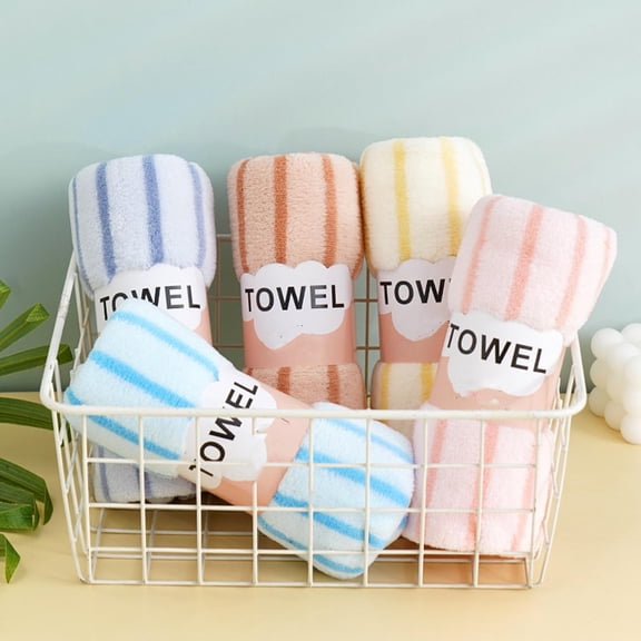 HBBKVI 5 Pack Stripe Towels 12" × 24", Super Absorbent Hand Towels for Bathroom Hotels, Highly Absorbent Quick Dry Face Towels Orange Pink Purple Yellow Blue