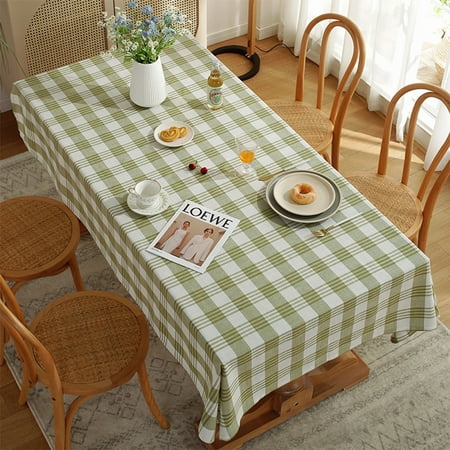 

Niuer Tablecloth Plaid Tablecloths Washable Rectangle Table Cloths Home Decor Modern Dust-proof Polyester Green 140x200cm/55 x79