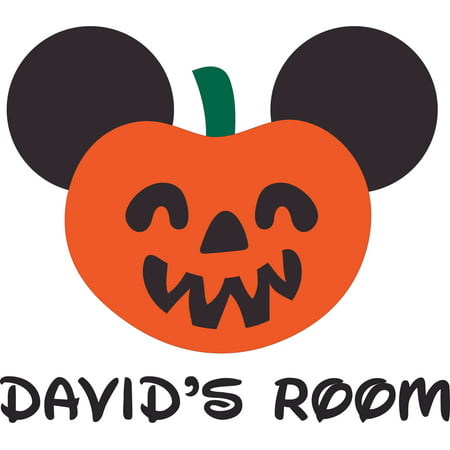 Pumpkin Head Halloween Personalized Name Custom Names Mickey Mouse Disneyland Fun Fun Family Happiest Place On Earth Ears Wall Decals Decal Walls Stickers Sticker Rooms Decoration Size (20x20 inch)
