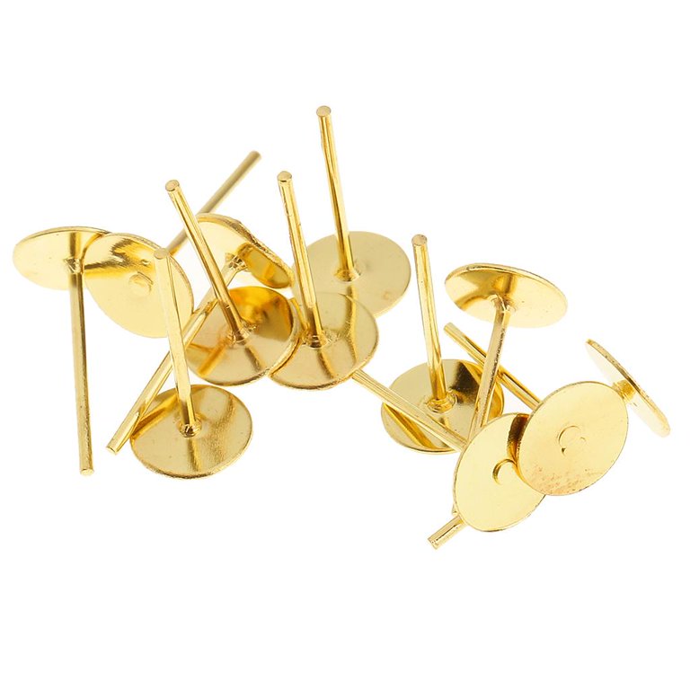 Golden Stainless Steel Stud Earring Back, Jewelry Findings for Earrings,  Sold in Sets of 10 or 50, Fits .7 .9mm Post, 6x4x3mm 