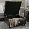 thumbnail image 2 of Noble House Allison Contemporary Tufted Bonded Leather Storage Ottoman, Brown and Dark Brown, 2 of 9