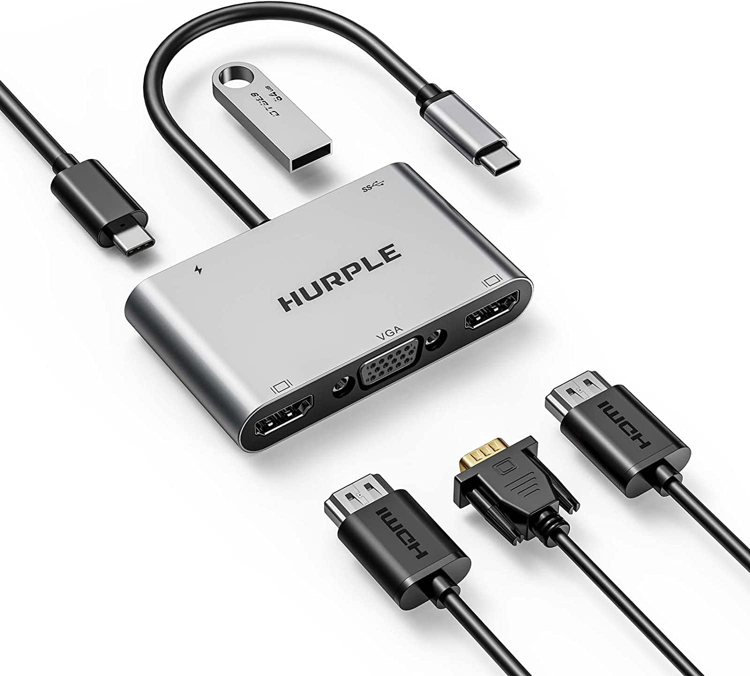 aftale Stort univers molekyle Dual HDMI Adapter, Docking Station Dual Monitor, 5 in 1 Dual Monitor Adapter  with 2*HDMI 4K, VGA, USB 3.0, 100W PD, - Walmart.com