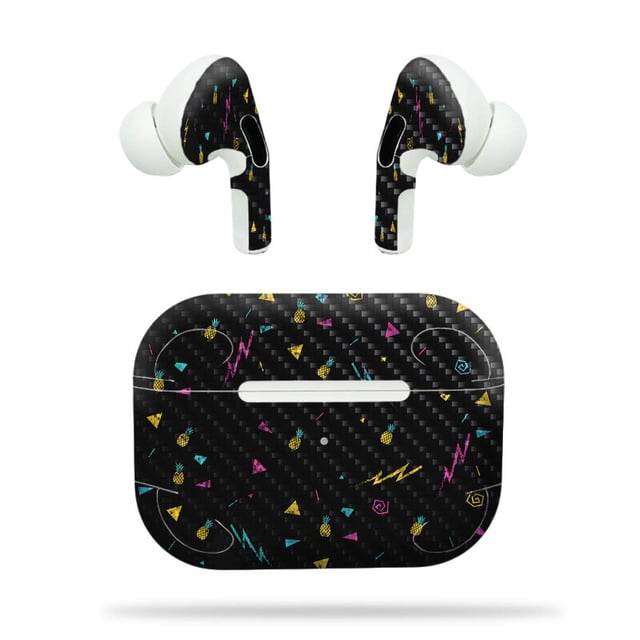 MightySkins Carbon Fiber Skin for Apple Airpods Pro - 90S Fun | Textured Carbon Fiber Finish | Easy to Apply, Remove, and Change Styles | Made in The USA