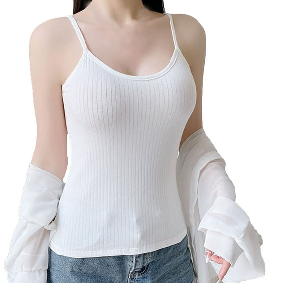 ShomPort Pajamas for Womens Ribbed Sleeveless Backless Thin Straps Cotton Slim Nightwear Casual Daily Basic Layer Tank Tops