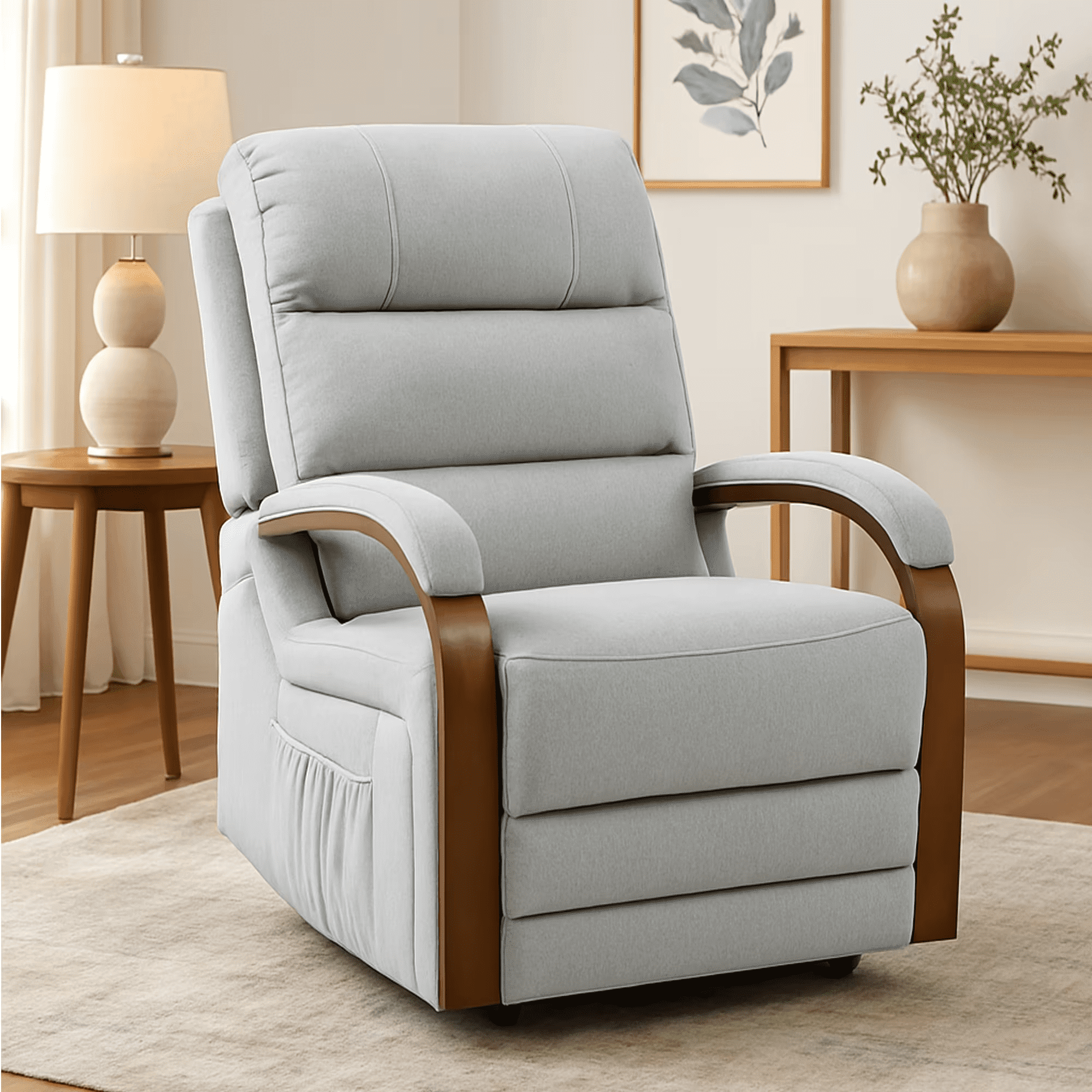 FlexiSpot Dual Motor Recliner Chair, Adjustable Recliner with Lumbar Support and Padded Seat Backrest for Living Room, Beige