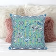 thumbnail image 2 of Amrita Sen Designs CAPL632FSDS-BL-18x18 18 x 18 in. Pond Peacock Suede Blown & Closed Pillow - Muted Aqua & White, 2 of 5