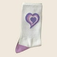 thumbnail image 6 of Viluyesy Crew Socks for Womens, Fashion Hearts Breathable Soft Comfy Cotton Mid-Tube Socks Purple, 6 of 6