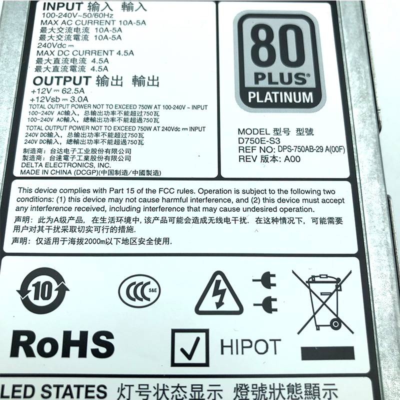 For R720 R620 CWKMX 79RDR 5NF18 6W2PW 0CWKMX 079RDR 05NF18 06W2PW 9PXCV 750W server power supply
