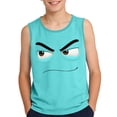 thumbnail image 4 of Green Angry Face Tank Top for Boys - Kids Sleeveless Graphic Shirt, Athletic Face Print Style Tee with Moisture Wicking Fabric,Size 3 T, 4 of 6