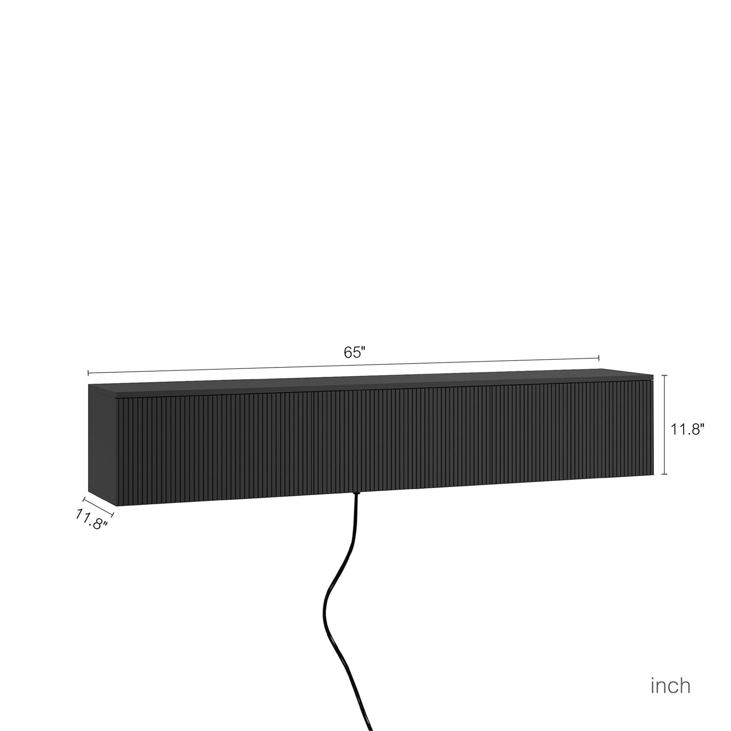 Hommoo 65" Modern Wall Mounted Floating TV Stand with 16 Color LEDs,Floating TV Cabinet Entertainment Center for 55"-65", Black