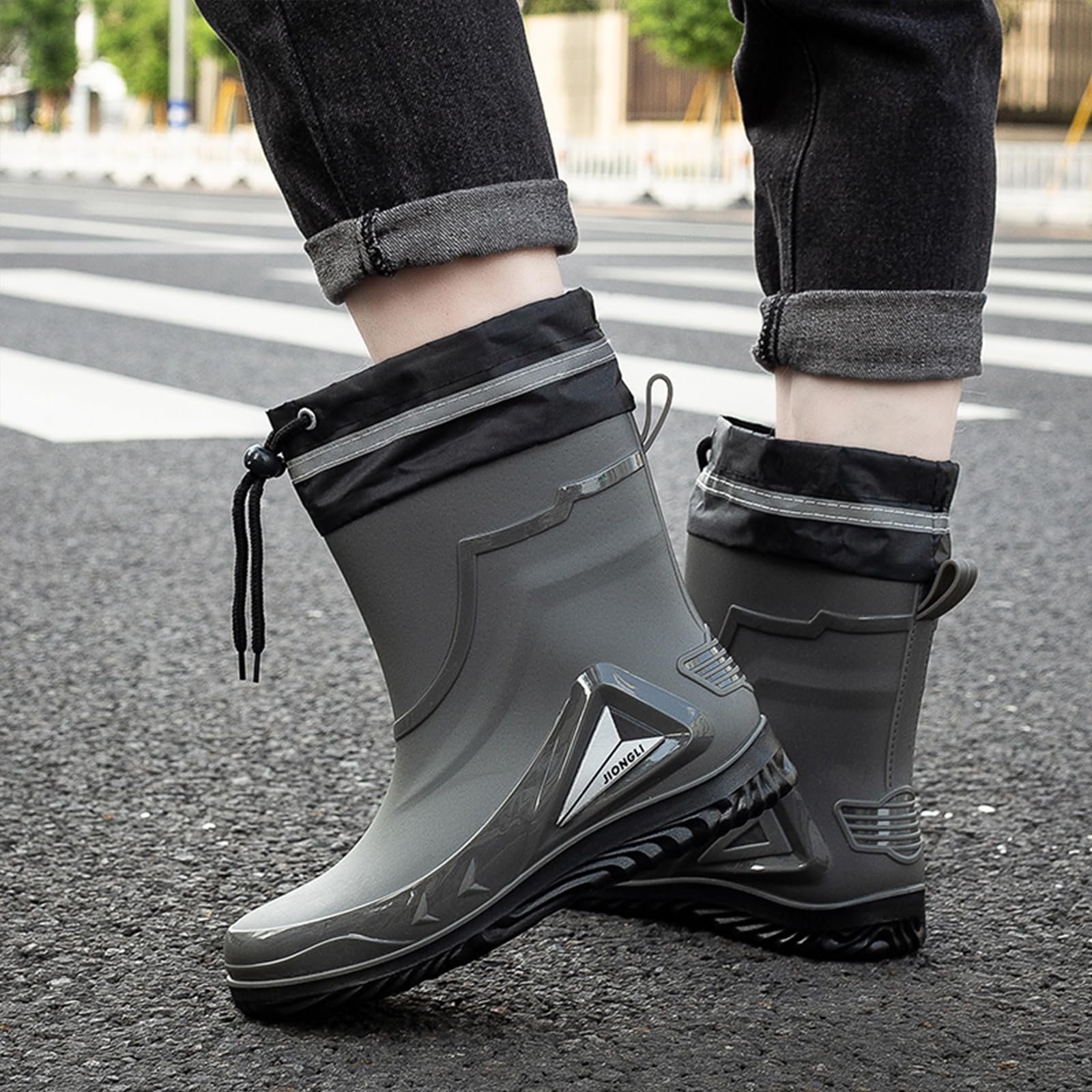 AUXDIQ Men Rain Boots Outdoor Garden Boots Waterproof Ankle Rain Shoes