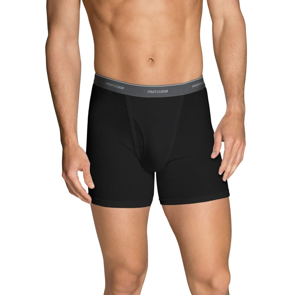 Fruit of the Loom Heren Tall Tag-Free Ondergoed, Big Man-Katoen Stretch Boxer Brief-6 Pack Zwart, XXL (Pack van 6), Big Man - Katoen Stretch Boxer Slip - 6 Pack Zwart, XXL