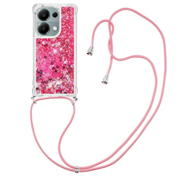 Funda FOXDOCK para Xiaomi Redmi Note 13 Pro 4G con Cuerda Ajustable, Brillo Líquido, Protección Antigolpes y Lente – Ideal para Regalo