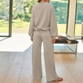 thumbnail image 5 of Two Piece Sets for Women Mock Neck Matching Sets Loungewear Fall Clothes Travel Outfits Fashion 2025 Beige XL, 5 of 6