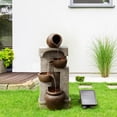thumbnail image 3 of Teamson Home 4-Tier Outdoor Water Fountain with Cascading Bowls, Stacked Stone & Solar LED Lights, 3 of 9