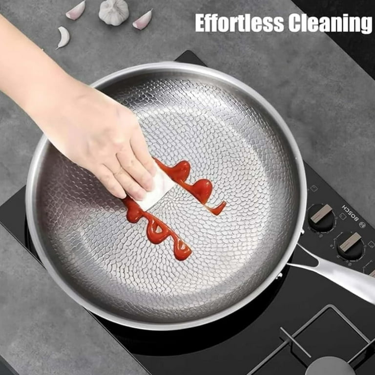 Poêle En Titane Pur Plateful 34cm Avec Couvercle - Antiadhésif Naturel, Résistante Aux Rayures, Compatible Induction