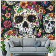 thumbnail image 4 of Orinice Skull Flowers Maximalism Tapestry Wall Hanging Unique Style for Home Decor, Living Room, Bedroom - Graphic Tapestries for Apartment, Farmhouse, Dorm 40x60inch, 4 of 6