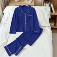 thumbnail image 7 of BXJX Girls Outfit Sets, Soft 2 Piece Long Sleeve Button‑Front Fall Winter Loungewear Sets Dark Blue Size 5-6 T, 7 of 7