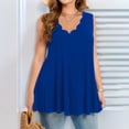 thumbnail image 2 of ZHYou No Boundrie Plus Size Women's Sleeveless V Neck Tank Tops Scalloped Edge Trim Loose Fit Flowy Swing Summer Pullover Blouses Blue Size XL, 2 of 5