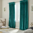 thumbnail image 2 of TOWN & COUNTRY LUXE Velour Solid Heavyweight Indoor Curtains, Light Filtering Opacity, Triple Pinch Pleat Top, Plush Velvet, 2-Pack Set, 27"x108", Teal, 2 of 11