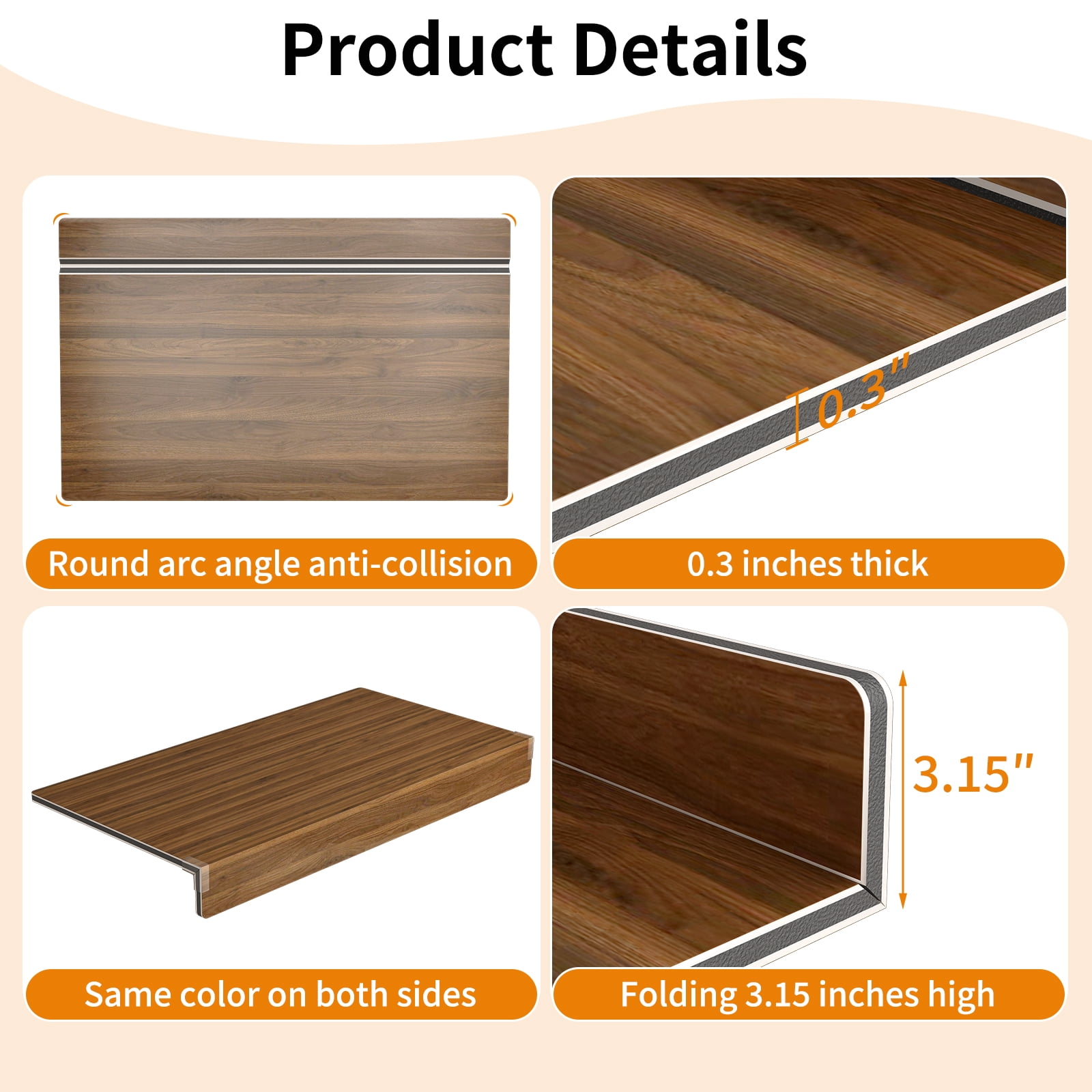 Display Shelves ( WALNUT Color ) 5 Pcs Wire Shelf Covers, Foamed PVC Wire Rack Covers for Removable Closet (Not Wood), Pantry Shelves for Cabinet Bathroom Kitchen Shelving Decoration,Wooden Display