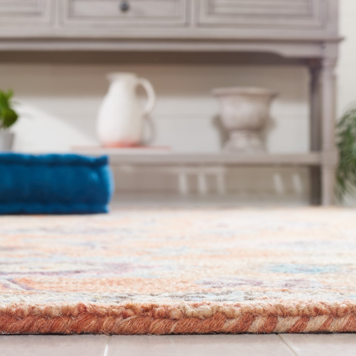 SAFAVIEH Blossom Moema Floral Area Rug, Rust/Blue, 8' x 10'